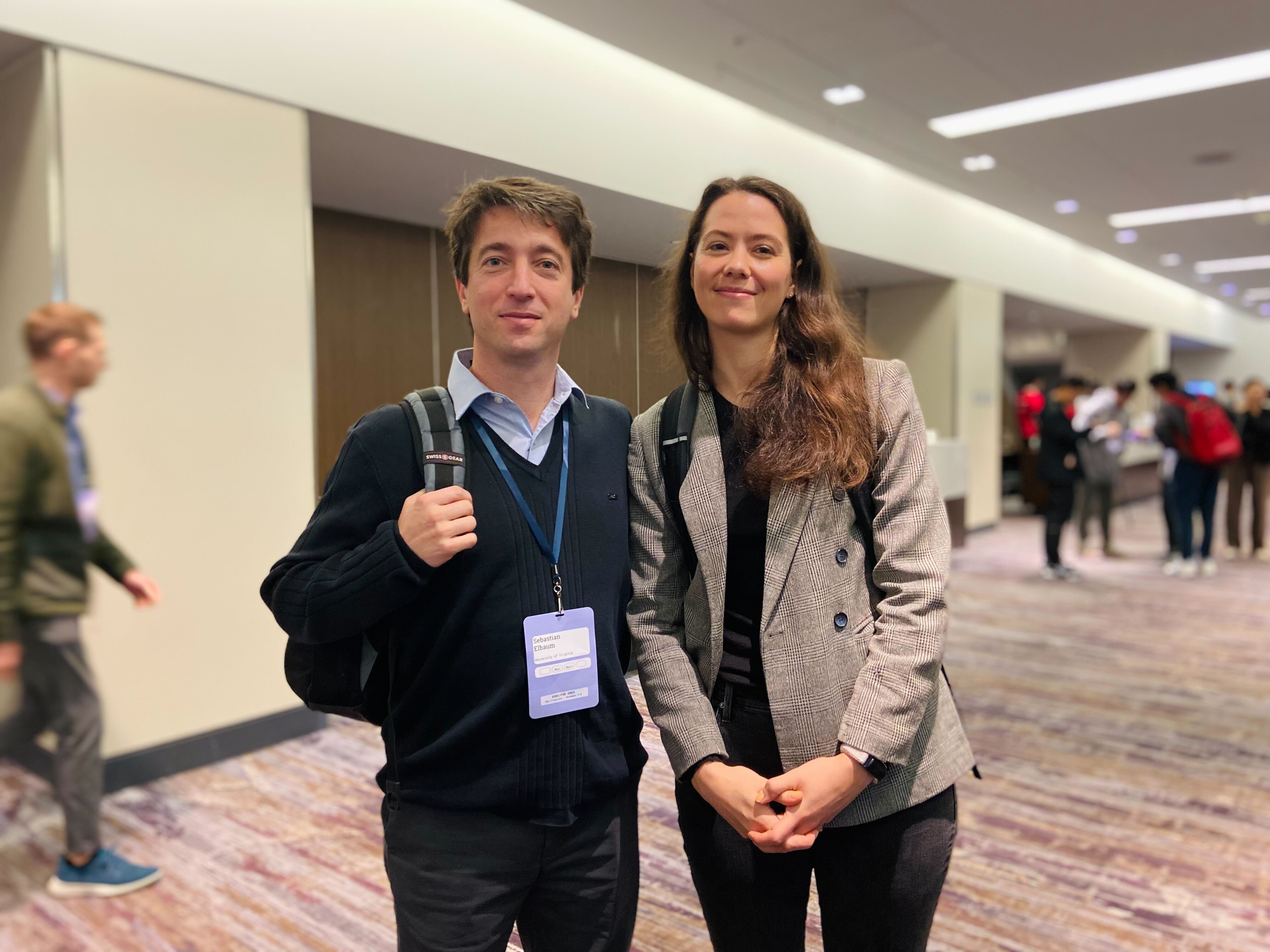 Sebastian and Meriel, organizers of the _SE4SafeML: Dependability and Trustworthiness of Safety-Critical Systems with Machine Learned Components_ workshop, at FSE 2023. SE4SafeML was the highest attended workshop at the conference with 44 attendees.