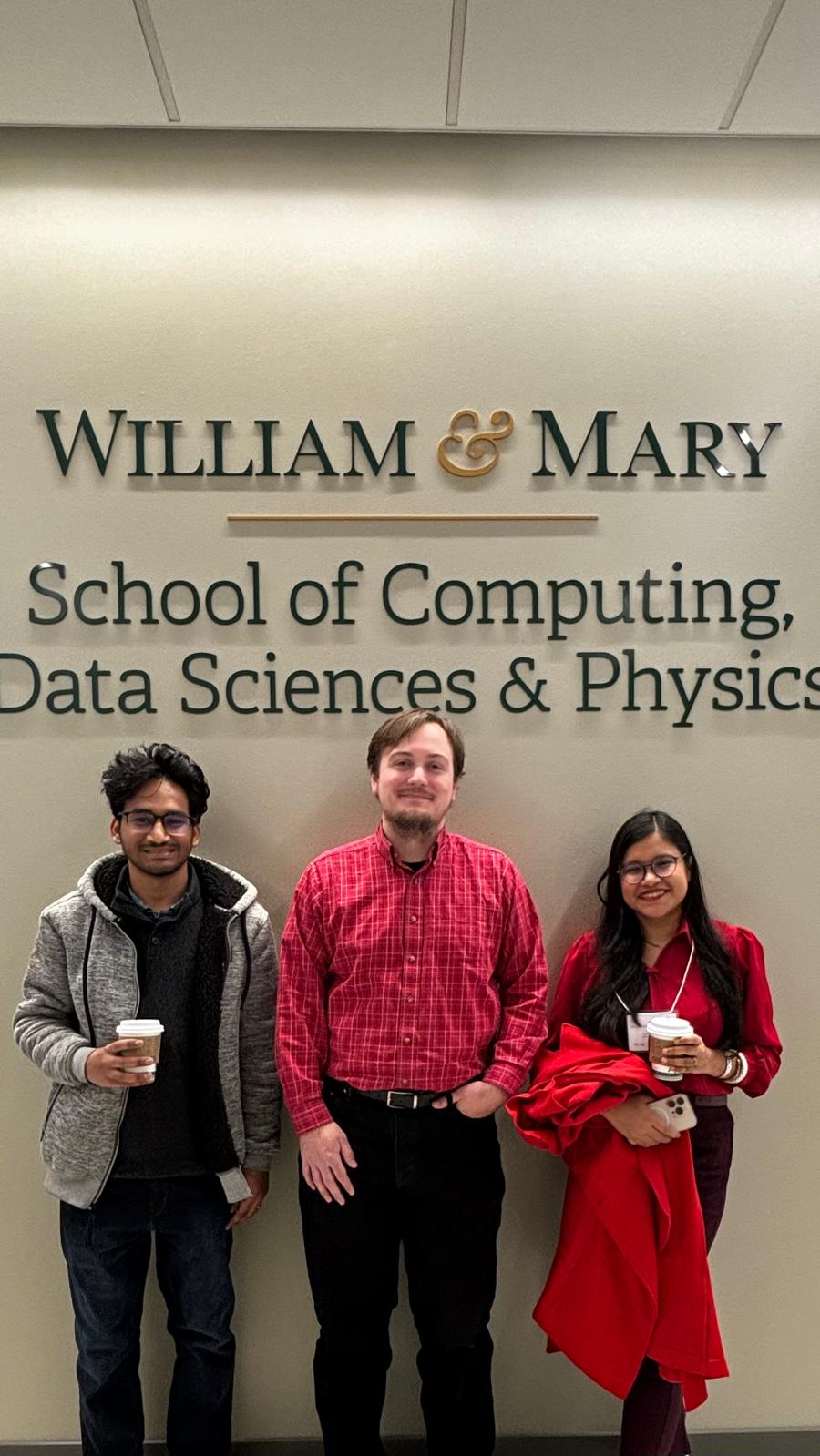 Joy and Dristi visiting Prof. Trey Woodlief at William & Mary.